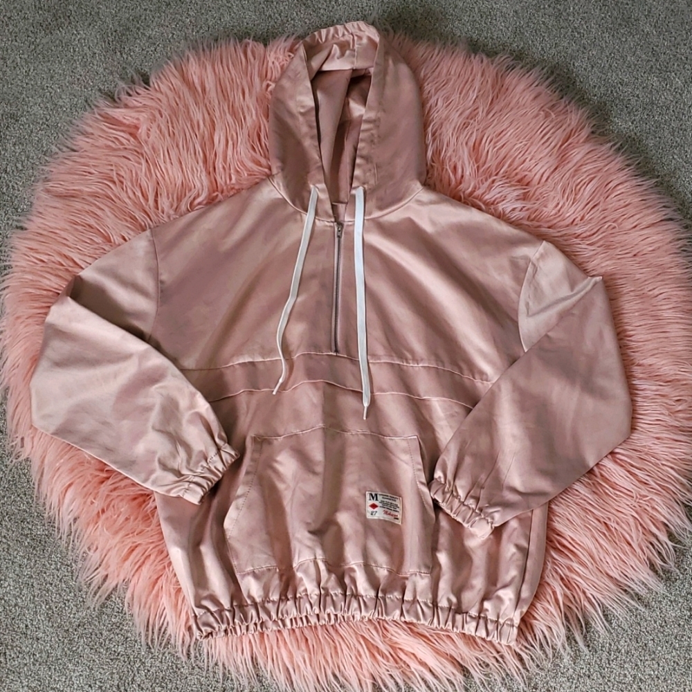 Pink Cropped Bomber Hoodie Size S